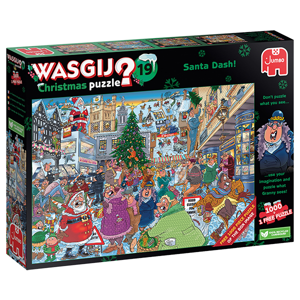 Présentation du casse-tête Wasgij Christmas #19 - La Course du Père Noël (1000 pièces) - Jumbo