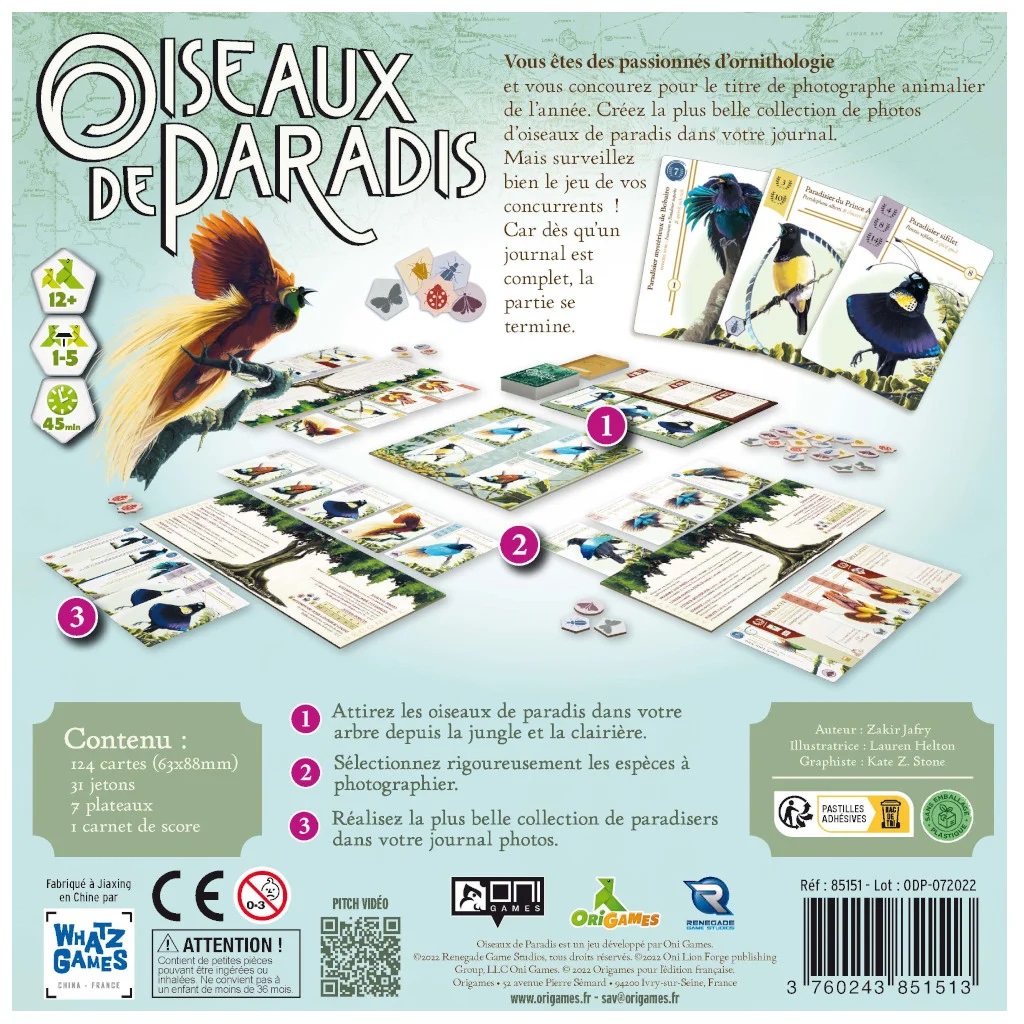 Présentation du jeu Oiseaux de Paradis