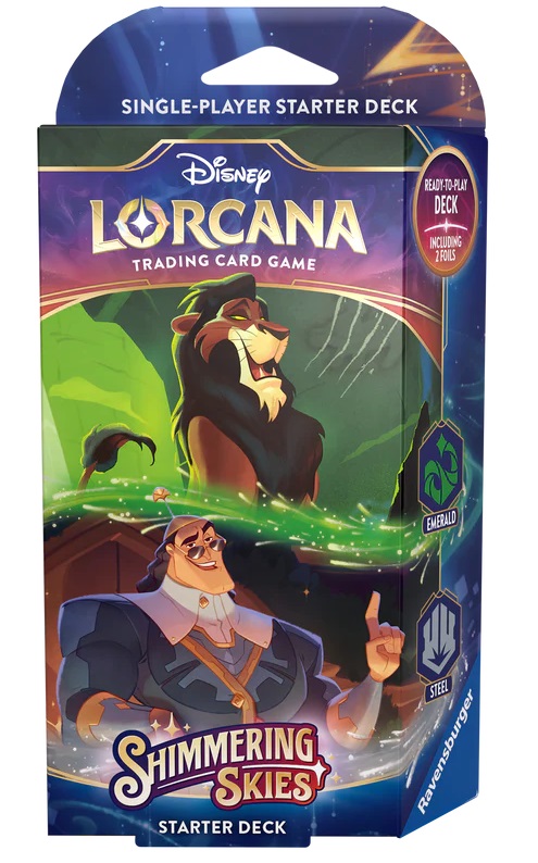 Boîte du jeu Disney Lorcana: Shimmering Sky - Starter Deck (Ruby & Amethyst)