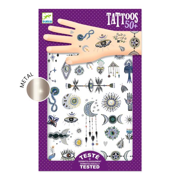 Boîte du bricolage Djeco - Tatouages temporaires - Wicca Métallisé