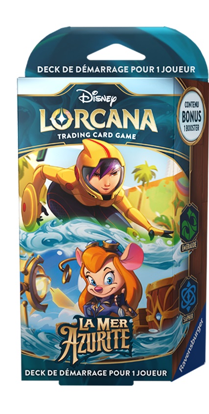 Boîte du jeu Disney Lorcana: La Mer Azurite - Deck de Démarrage (Émeraude & Saphir)