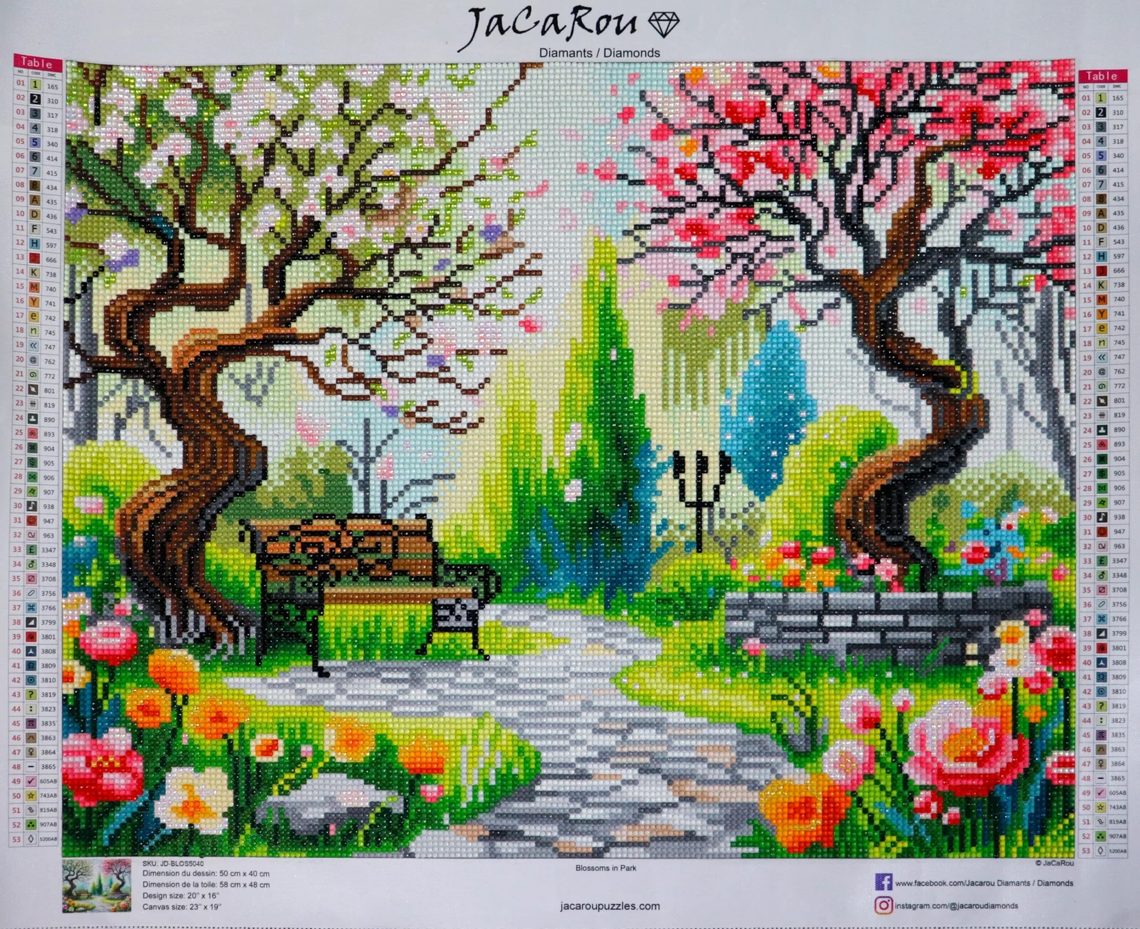 Présentation du bricolage Broderie de Diamants - Blossoms in Park (50 x 40)