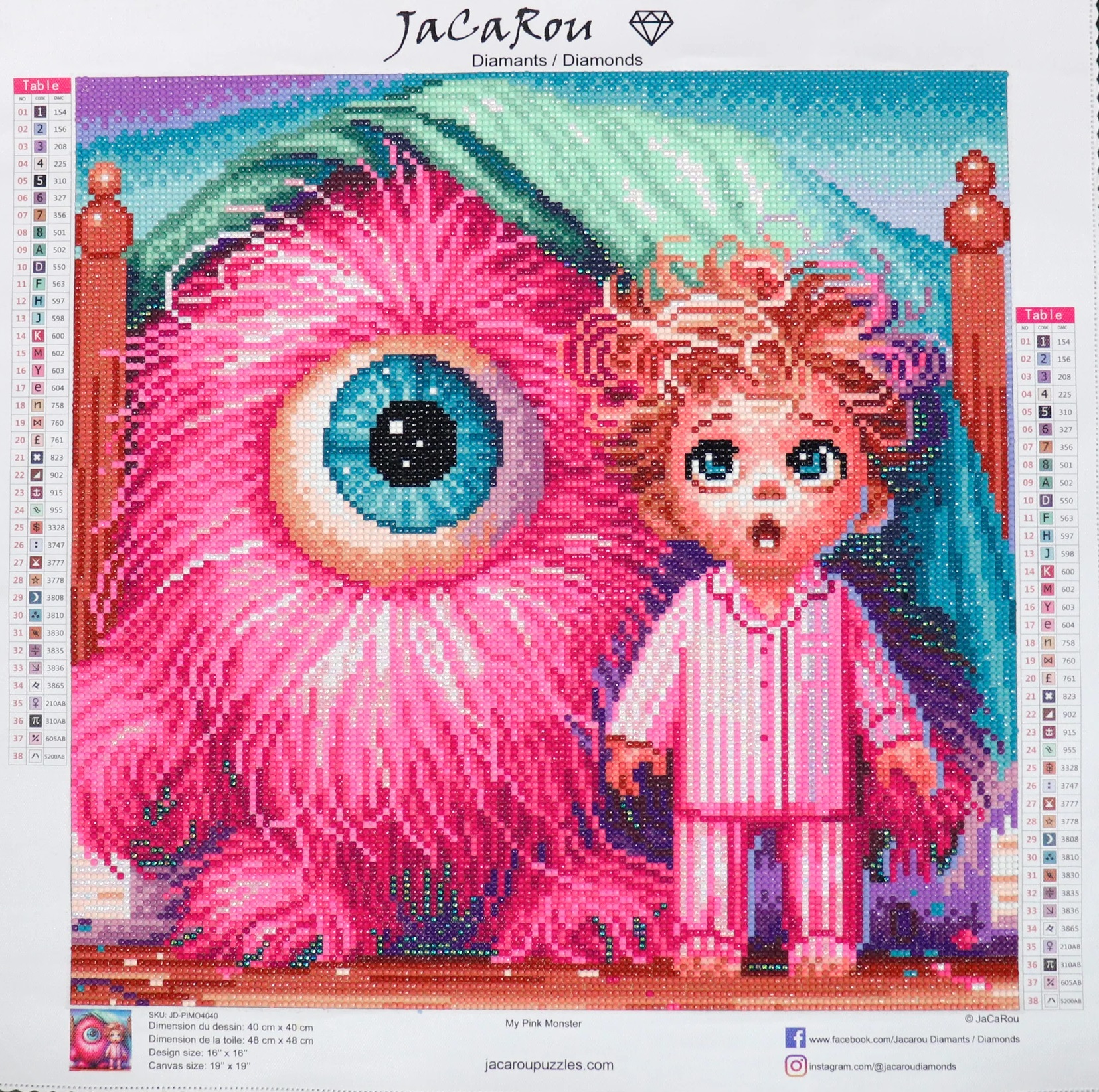 Présentation du bricolage Broderie de Diamants - Pink Monster (40 x 40)